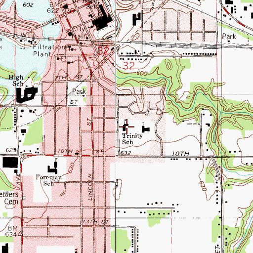Topographic Map of Trinity Lutheran School, IN
