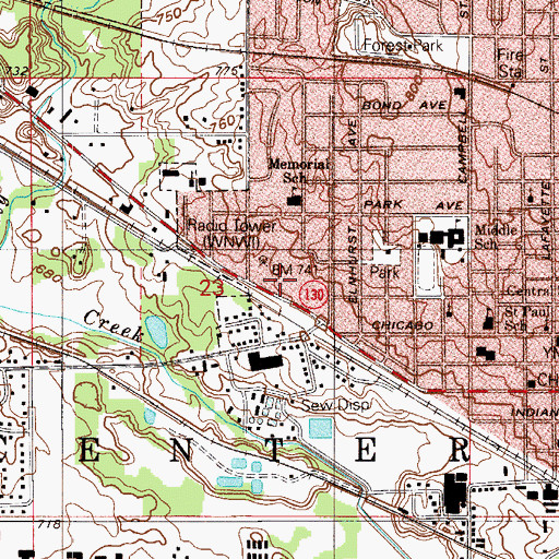 Topographic Map of Valparaiso Technical Institute (historical), IN
