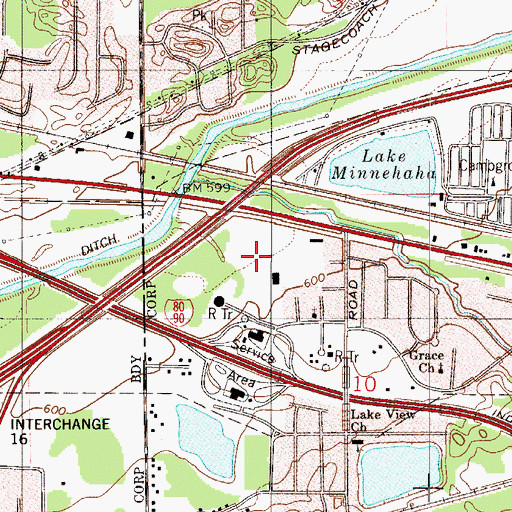 Topographic Map of Burns Ditch Rest Park (historical), IN