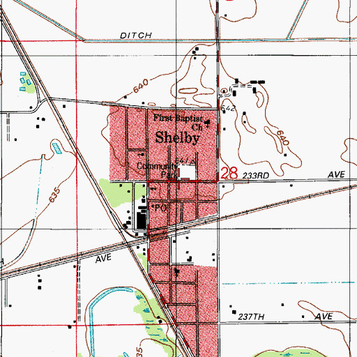 Topographic Map of Shelby Elementary School (historical), IN