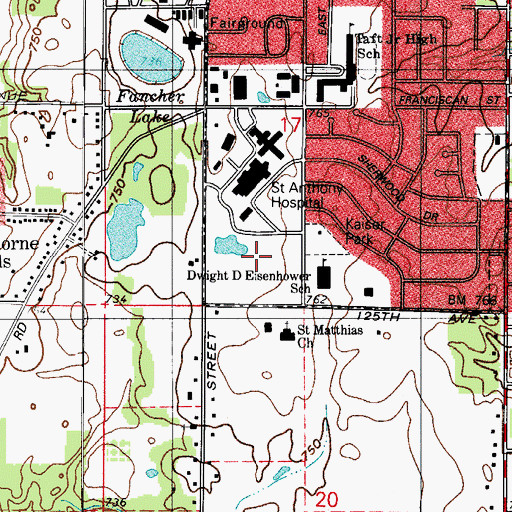 Topographic Map of Saint Anthony Heliport, IN