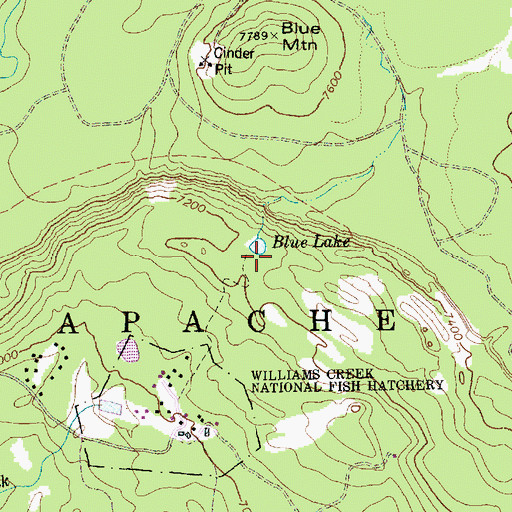 Topographic Map of Blue Lake Recreation Site, AZ