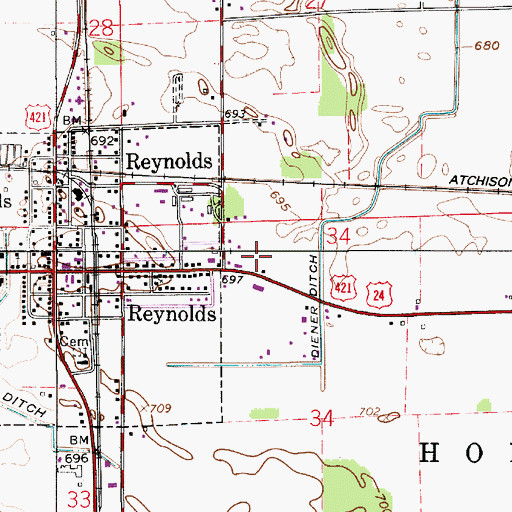 Topographic Map of White County, IN