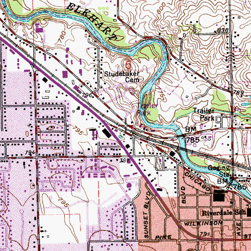 Topographic Map of Elkhart County, IN