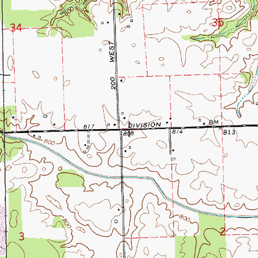 Topographic Map of Huntington County, IN