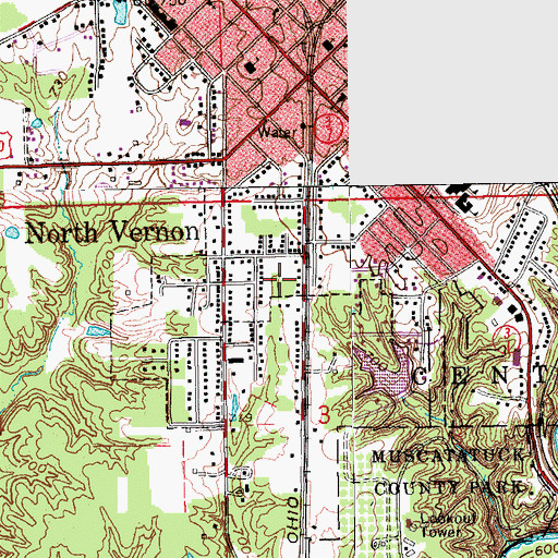 Topographic Map of Jennings County, IN