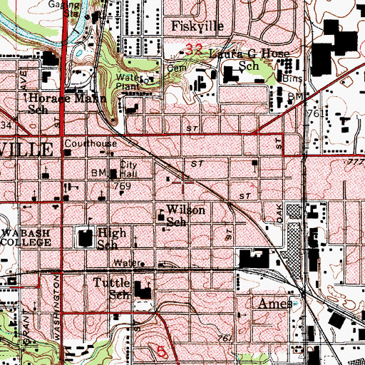 Topographic Map of Montgomery County, IN