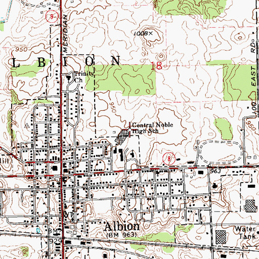 Topographic Map of Noble County, IN