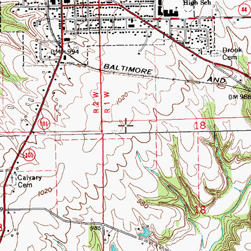 Topographic Map of Union County, IN
