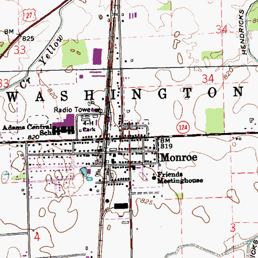Topographic Map of Adams County, IN