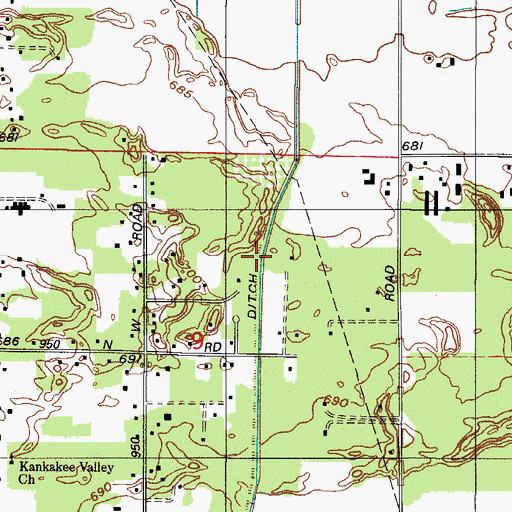 Topographic Map of Bosma Ditch, IN
