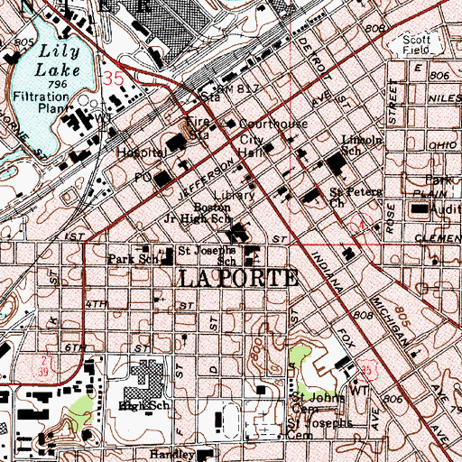 Topographic Map of Paul F Boston Junior High School, IN