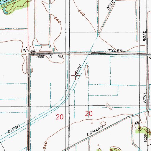 Topographic Map of Brent Ditch, IN