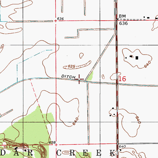 Topographic Map of Brown Ditch, IN