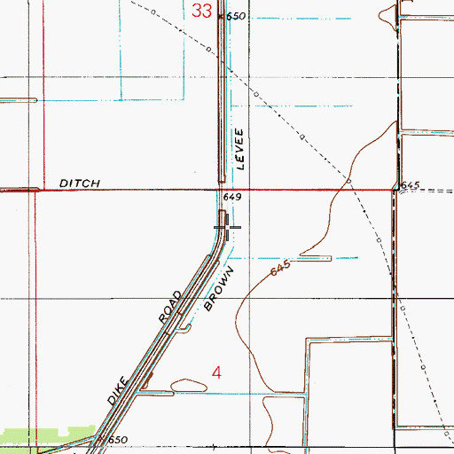 Topographic Map of Brown Levee Ditch, IN
