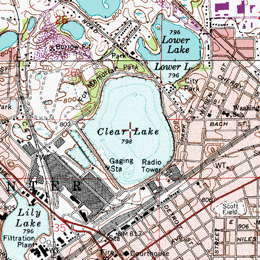 Topographic Map of Clear Lake, IN