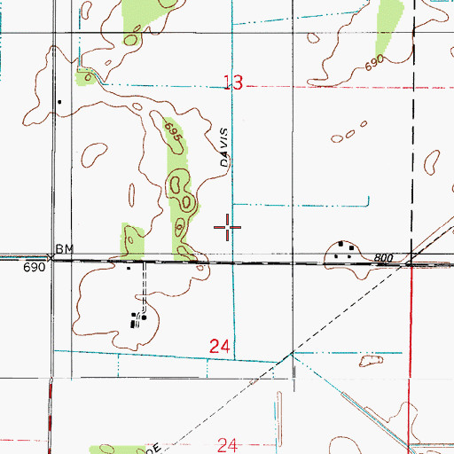 Topographic Map of Davis Ditch, IN