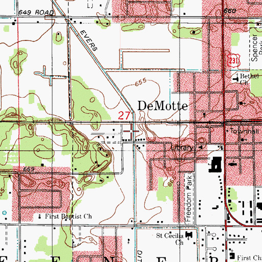 Topographic Map of Evers Ditch, IN