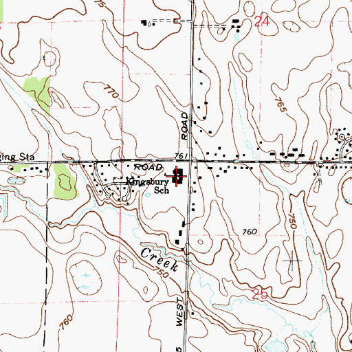 Topographic Map of Kingsbury Elementary School, IN