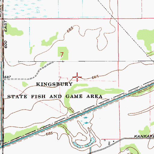 Topographic Map of Kingsbury State Fish and Wildlife Area, IN