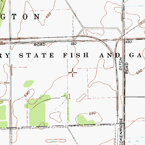 Topographic Map of Kingsbury State Fish and Game Area, IN