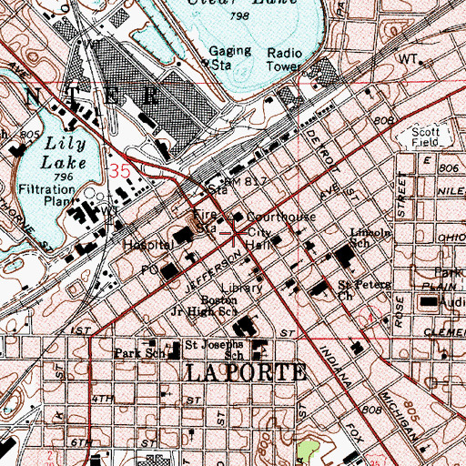 Topographic Map of LaPorte, IN