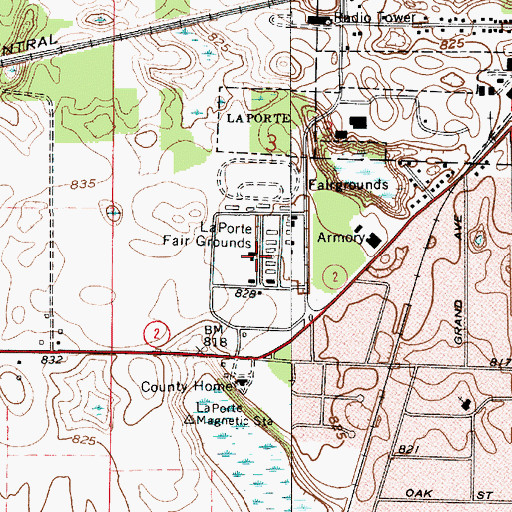 Topographic Map of Laporte Fair Grounds, IN
