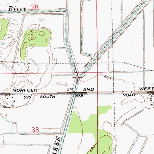 Topographic Map of Little Kankakee River, IN