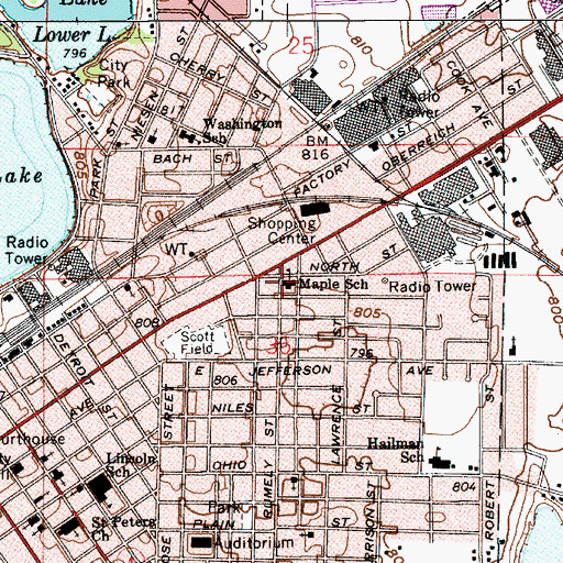 Topographic Map of Maple School, IN