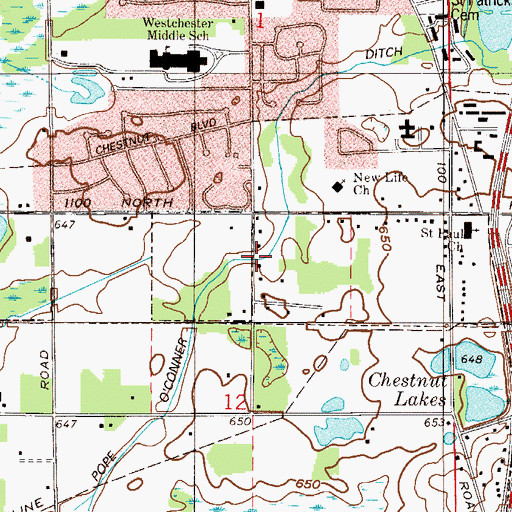 Topographic Map of Pope-O'Conner Ditch, IN