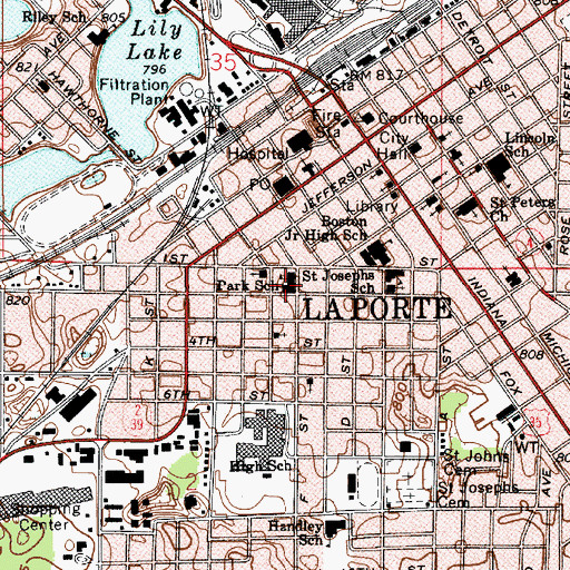 Topographic Map of Park School, IN