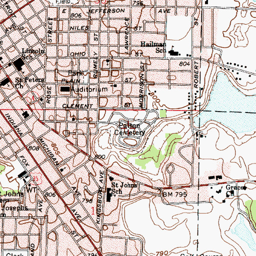 Topographic Map of Patton Cemetery, IN