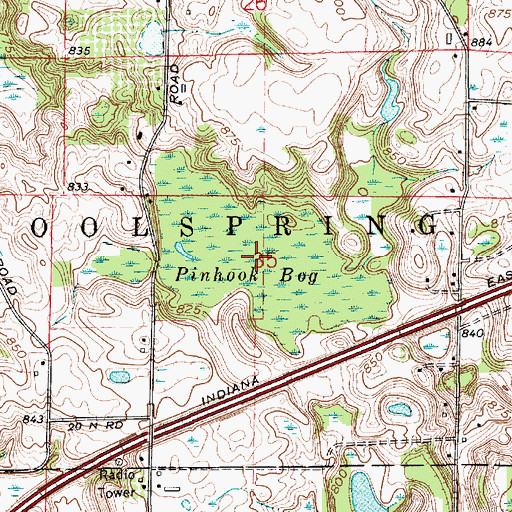 Topographic Map of Pinhook Bog, IN