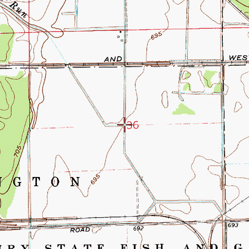 Topographic Map of Ridge Run, IN
