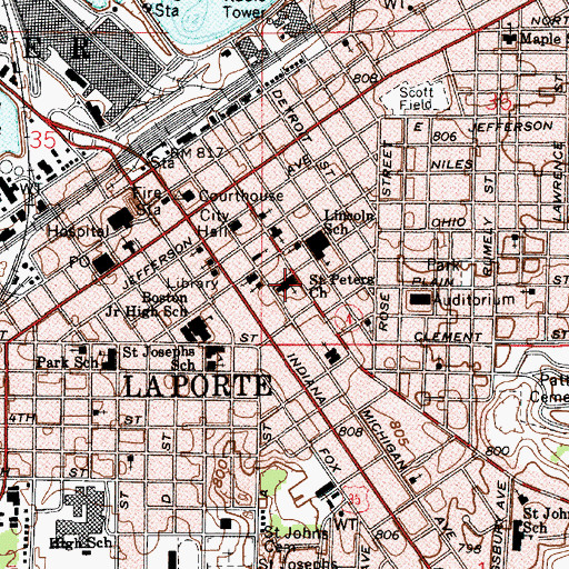 Topographic Map of Saint Peters Church, IN