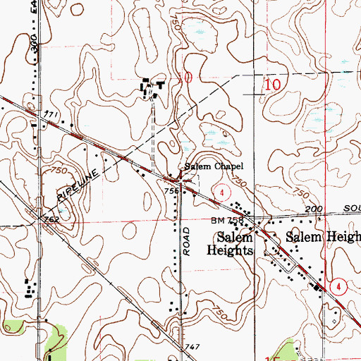 Topographic Map of Salem Chapel, IN