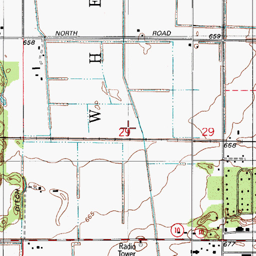 Topographic Map of Schatzley Ditch, IN