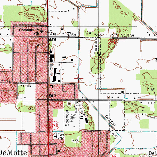 Topographic Map of Tyler Ditch, IN