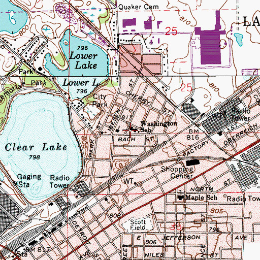 Topographic Map of Washington School, IN