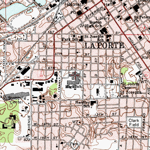 Topographic Map of La Porte High School, IN