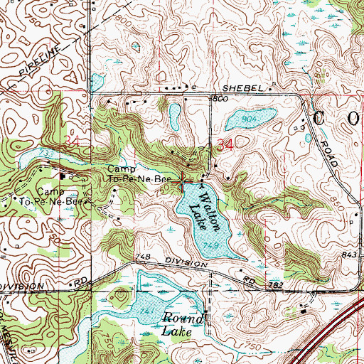 Topographic Map of Walton Lake Dam, IN