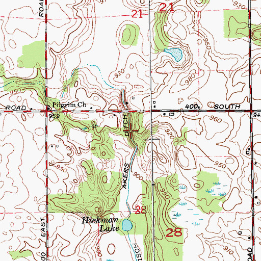 Topographic Map of Akers Ditch, IN