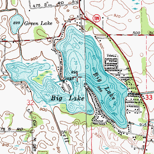 Topographic Map of Big Lake, IN