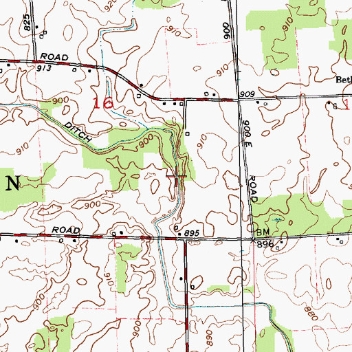 Topographic Map of Bilger Ditch, IN