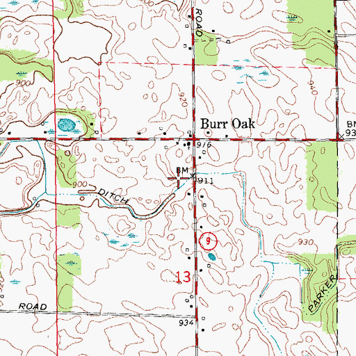 Topographic Map of Brown Ditch, IN