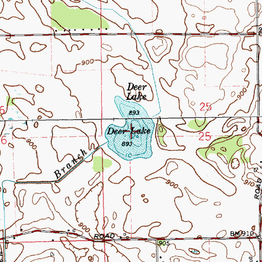 Topographic Map of Deer Lake, IN