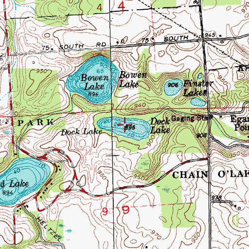Topographic Map of Dock Lake, IN