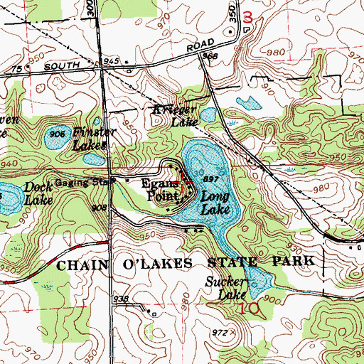 Topographic Map of Egans Point, IN
