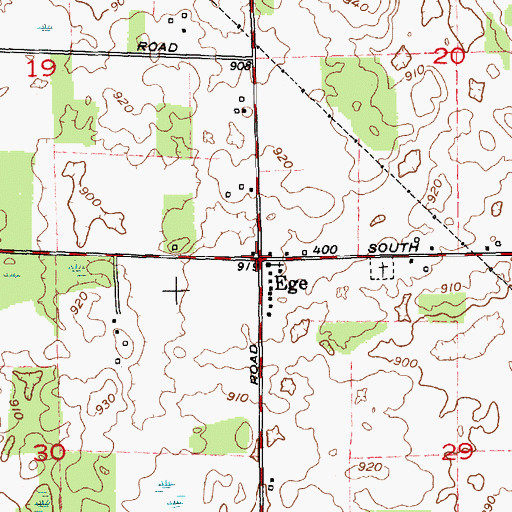 Topographic Map of Ege, IN