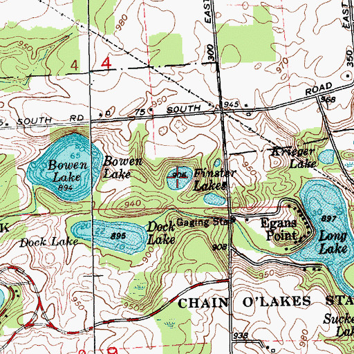 Topographic Map of Finster Lakes, IN